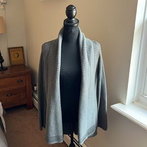 UGG cashmere cardigan, angled shawl collar, gray, size L like new
